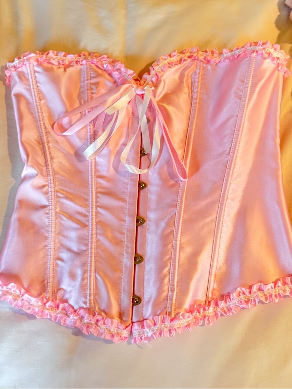 Pink Satin Bustier Corset Top - Women's Intimates